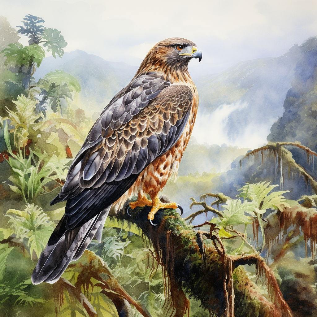 Hawaiian Hawk Drawing Watercolor