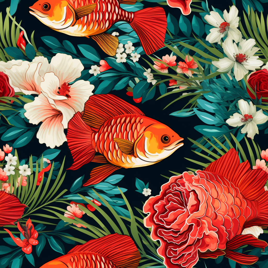 Vibrant Hawaiian Perch Tattoo Christmas Wrap Pattern