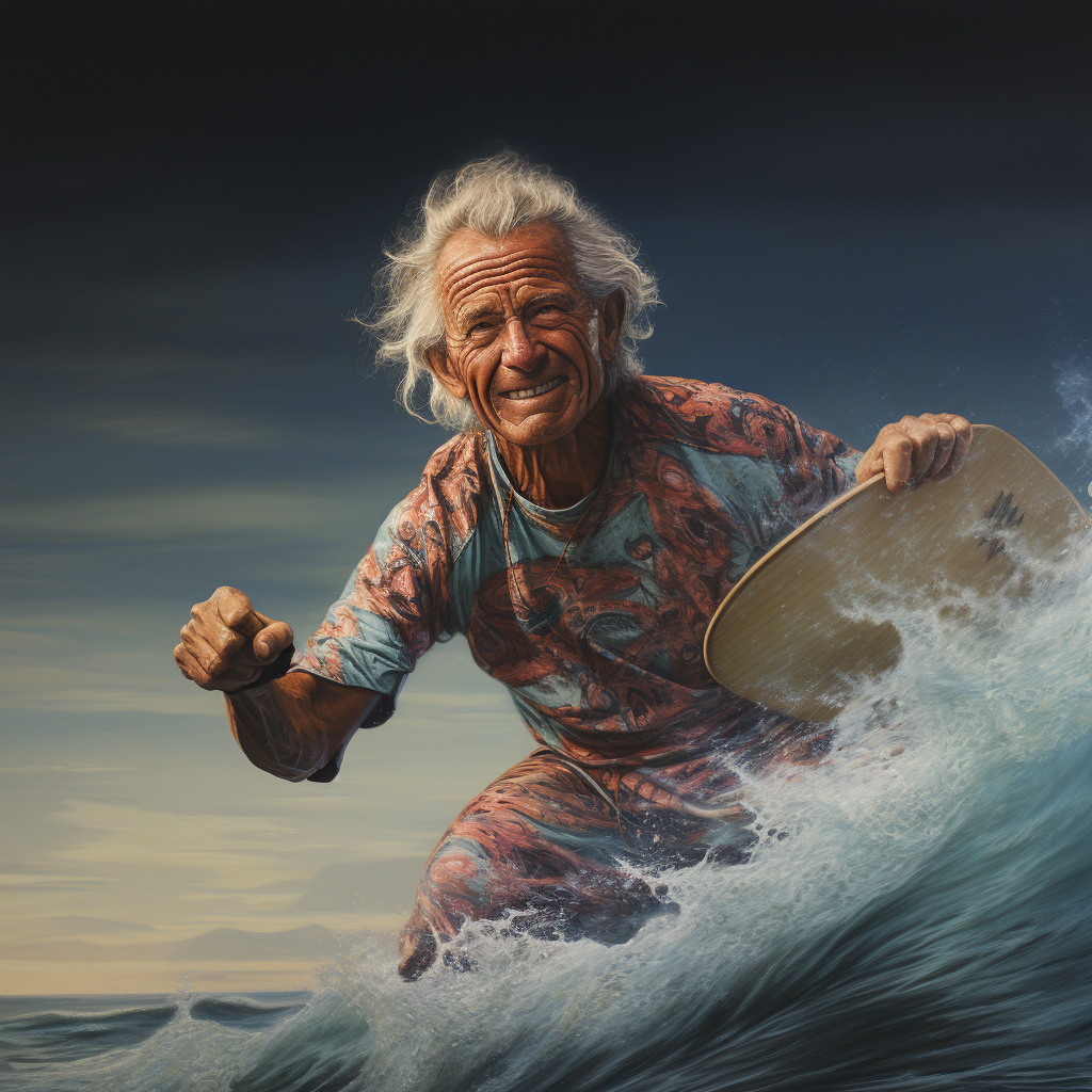 Portrait of Hawaiian Senior Surfer