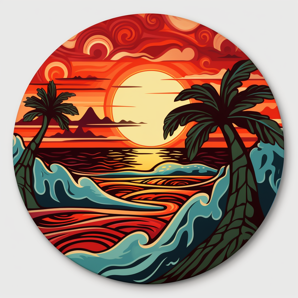 Hawaiian sunset modern tribal art