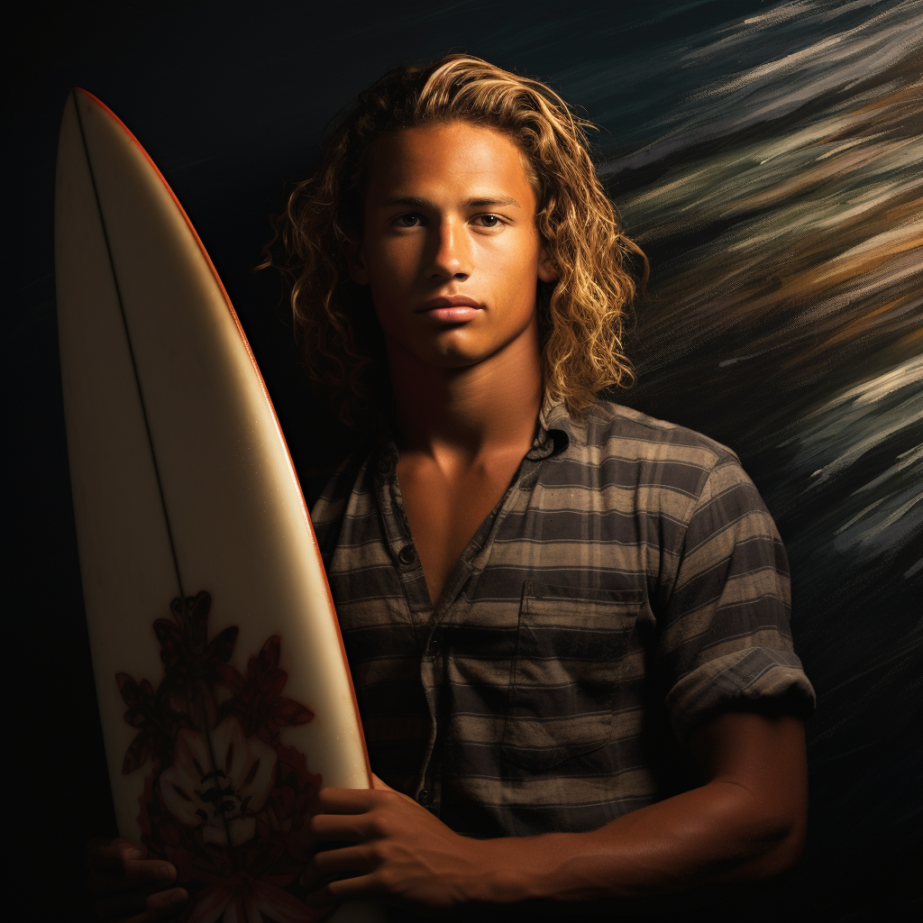 Portrait of a young Hawaiian surfer