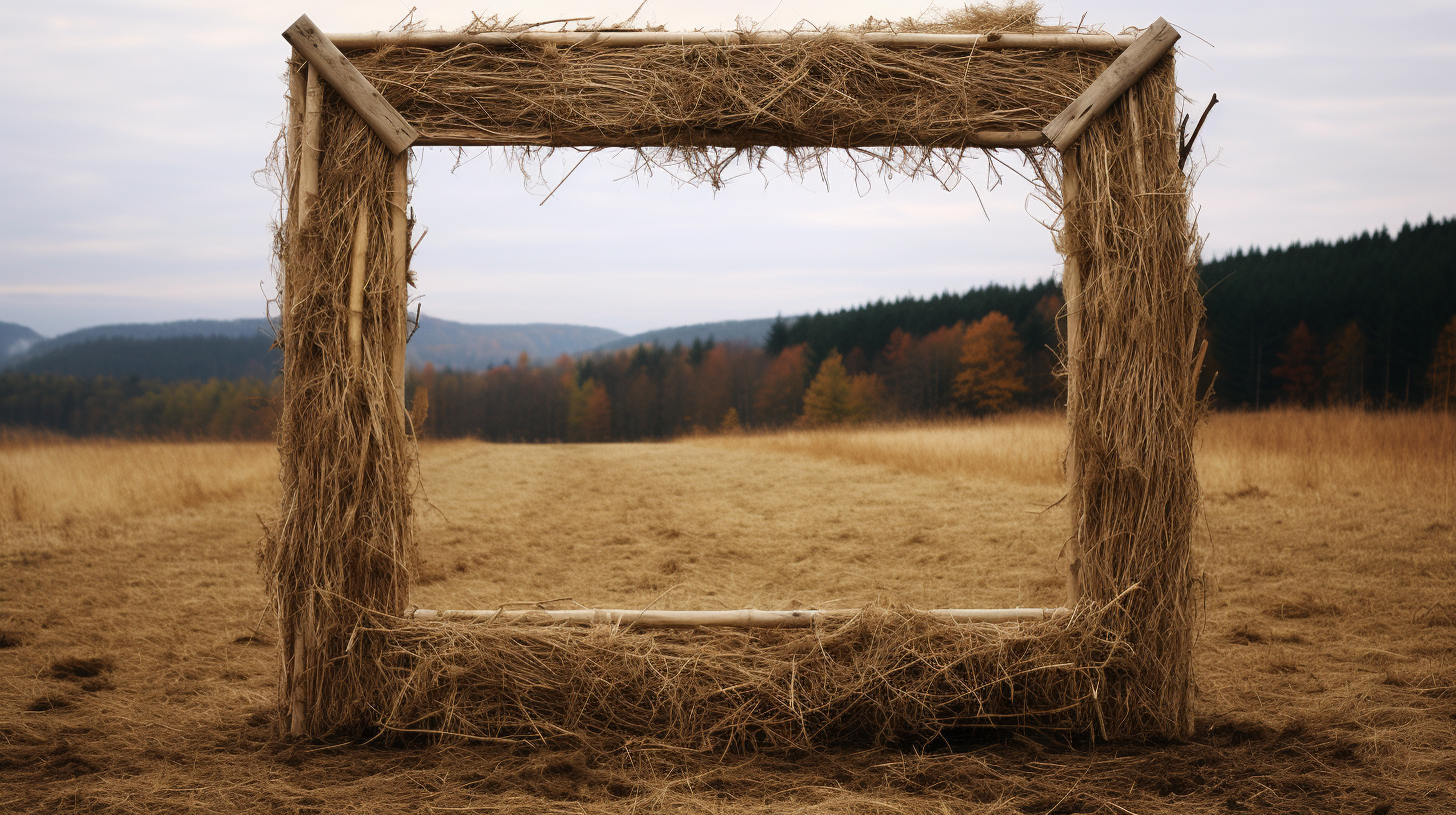 Rustic hay frame with organic charm