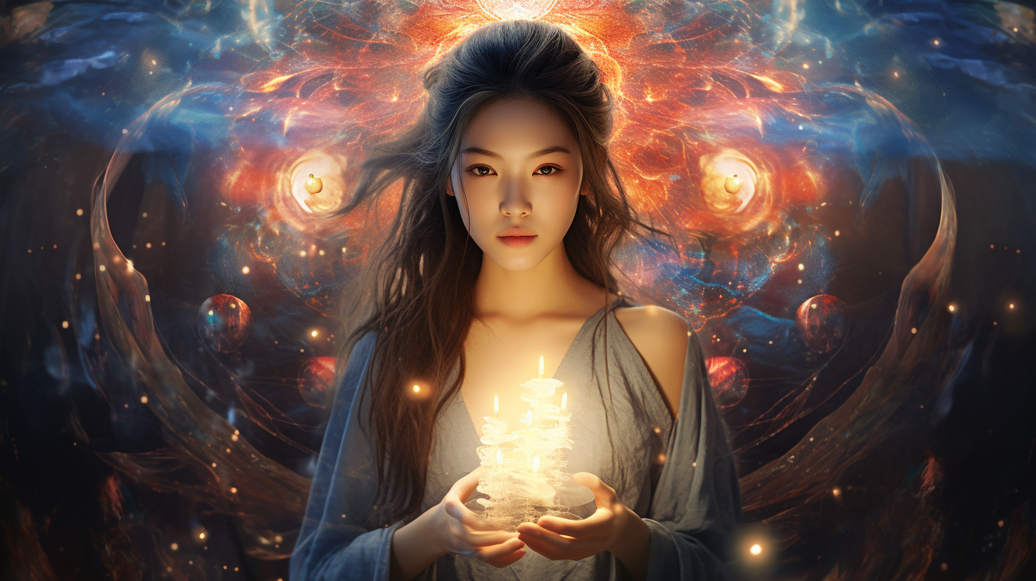 Chinese girl with healing aura energy