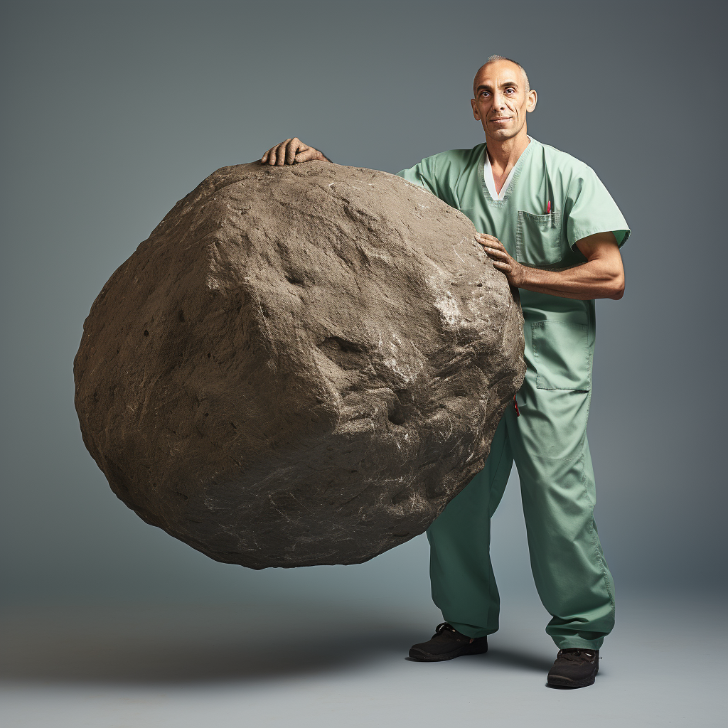 healthcare professional carrying boulder