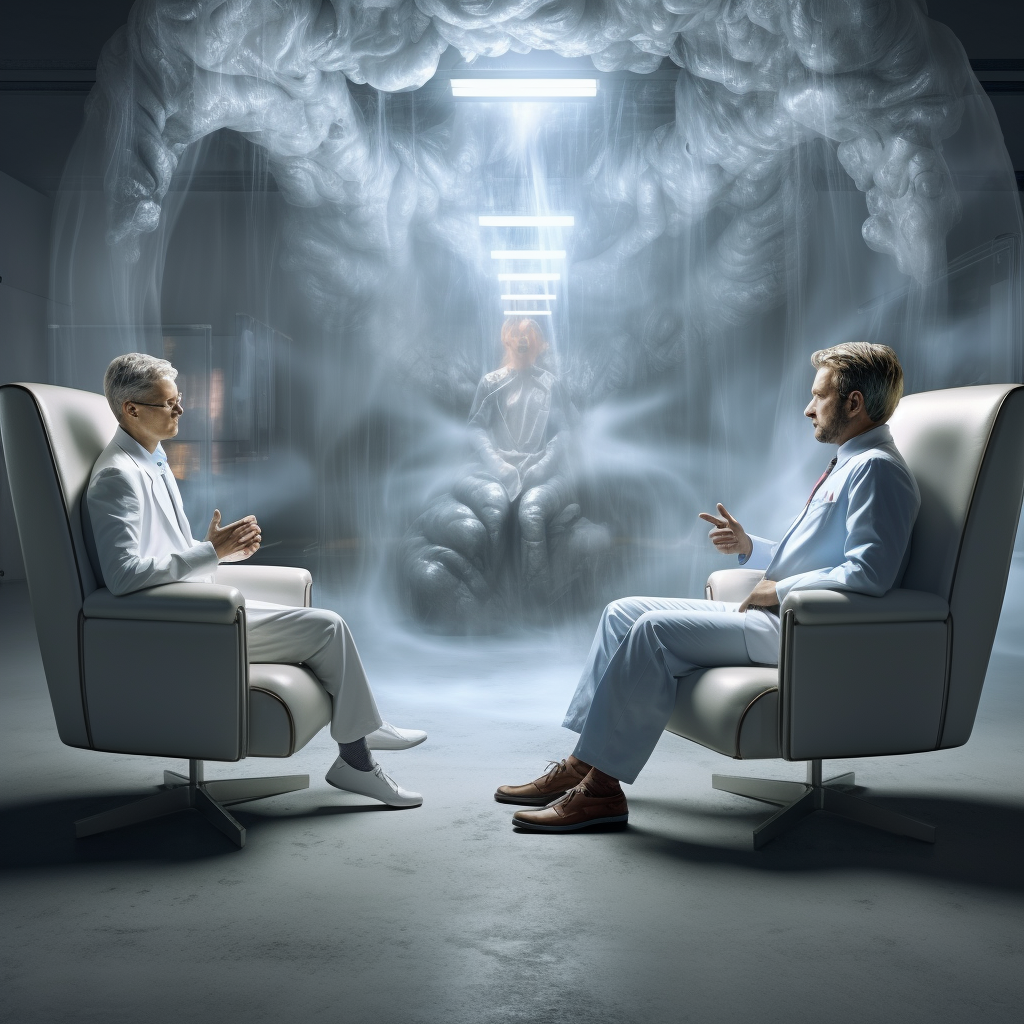 Surreal Healthcare Physician Interviewing Patient