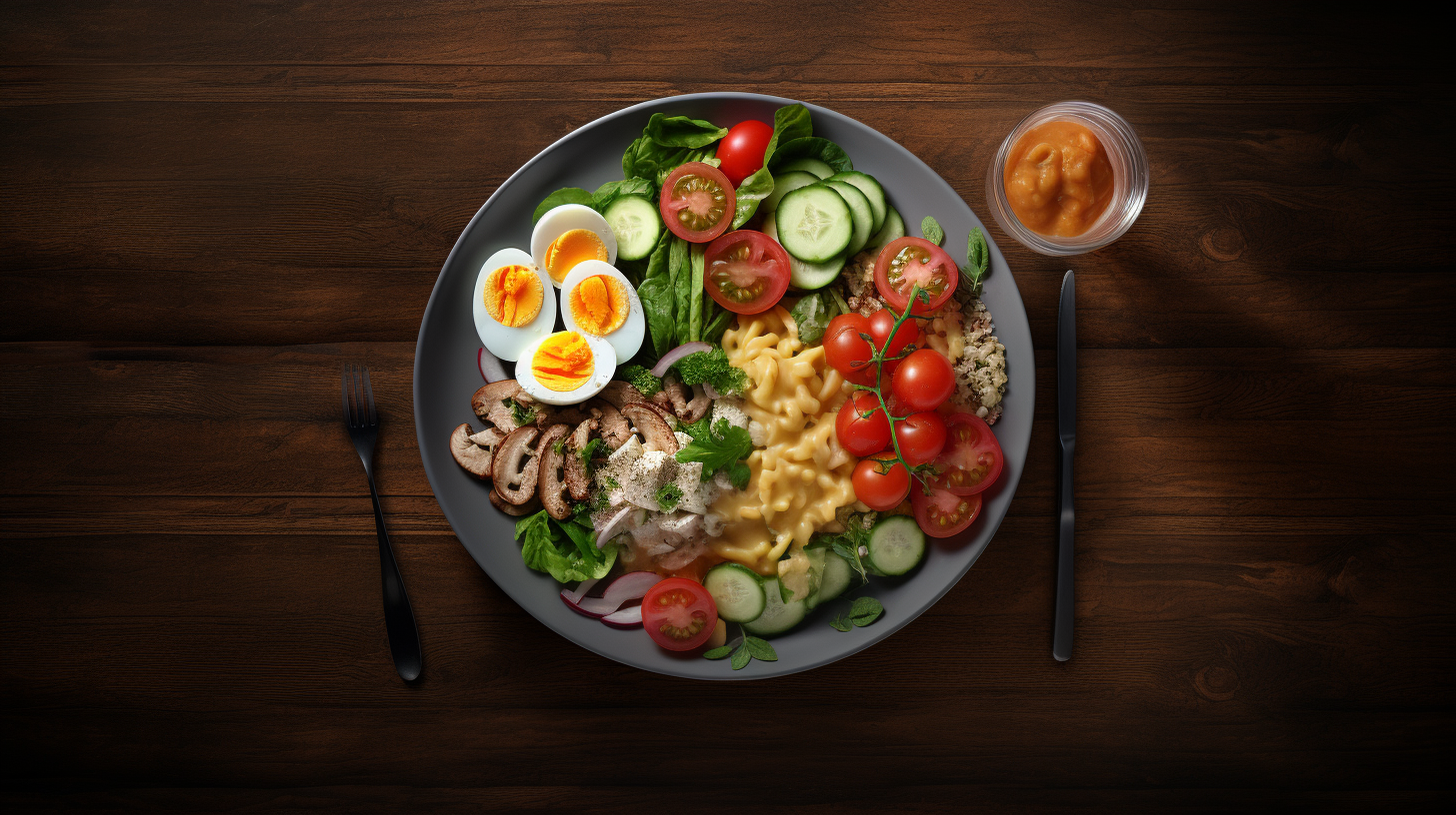 Food Dish on Dark Wood Table