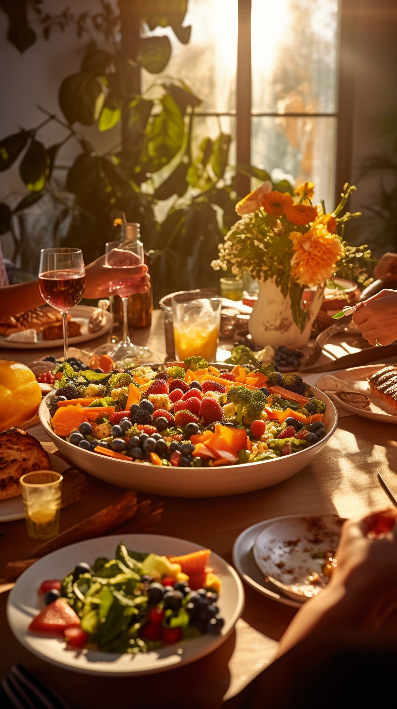 Healthy meal on dinner table