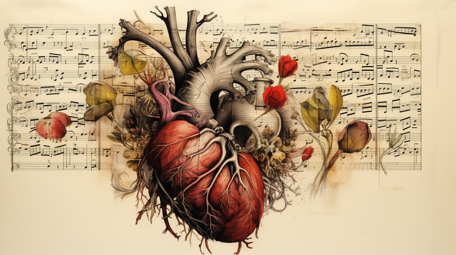 Heart beat note image with music symbol