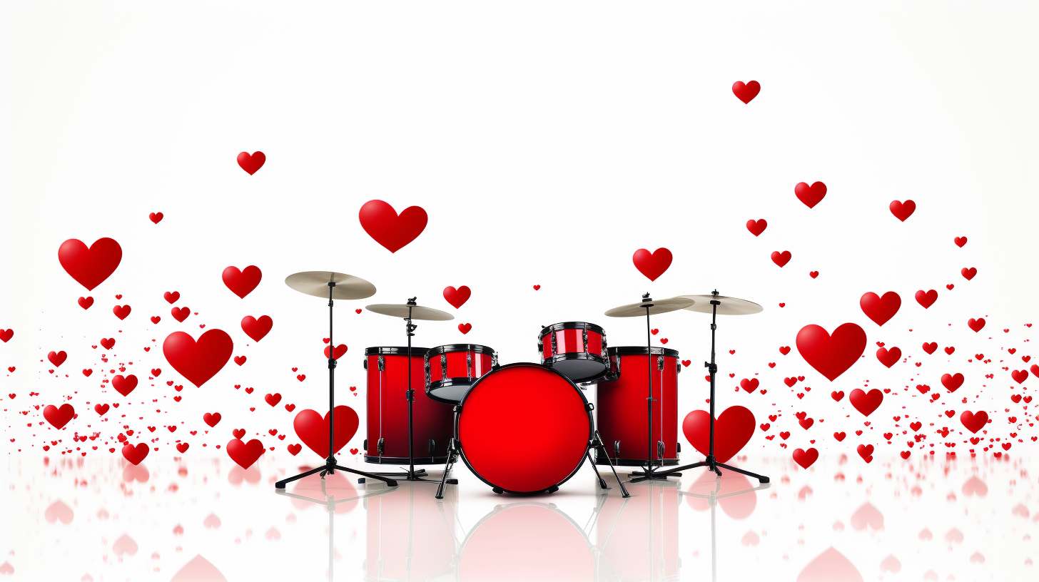 Heart EKG Drum Set on White Background