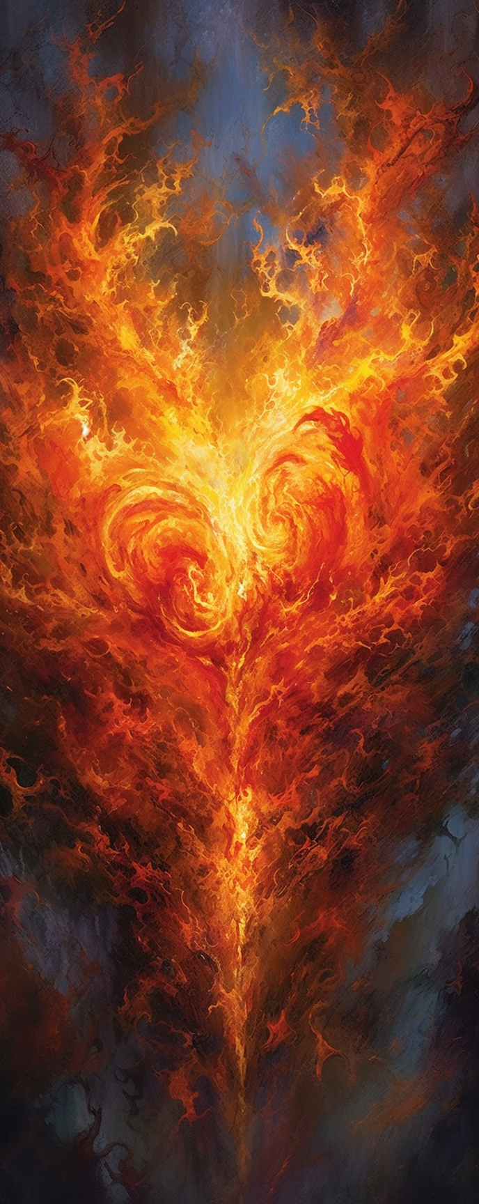 Detailed Heart on Fire Oil Painting by Rembrandt