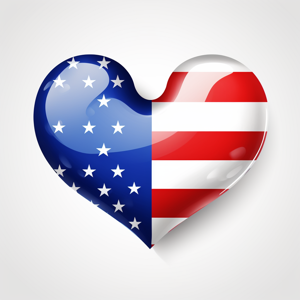 Split Heart with French and American Flags