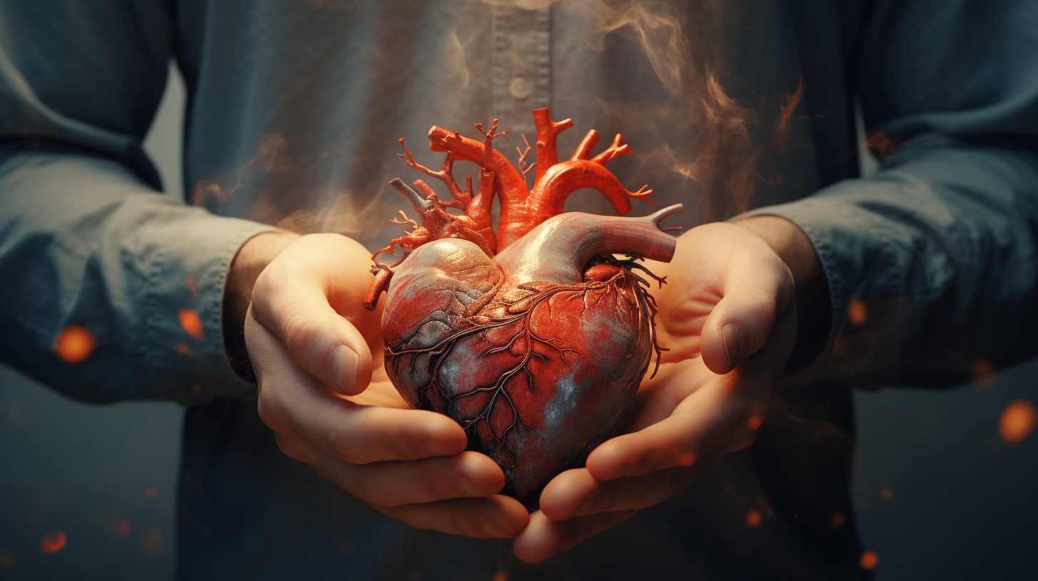 Heart in hand, symbolizing illness