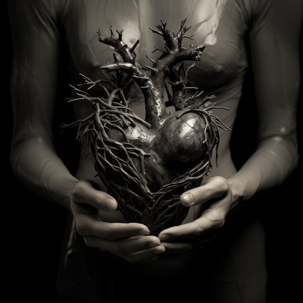 Monochrome sculpture: Heart in Hand