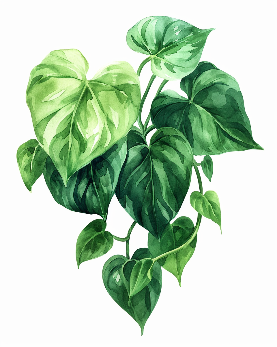 Heart Leaf Philodendron Plant Isolated White Background