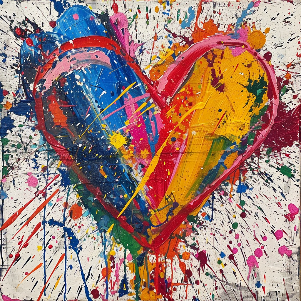 Heart splash on canvas