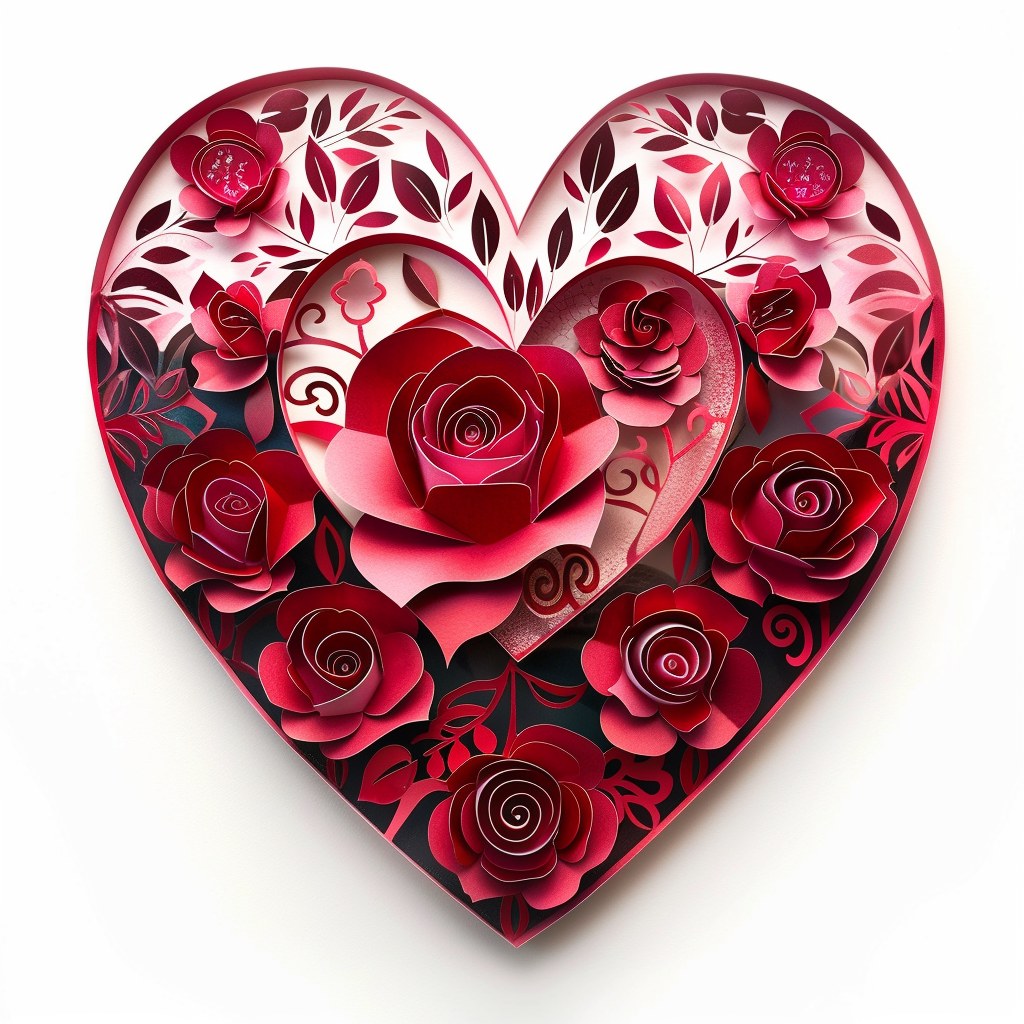 Heart papercut valentine rose love