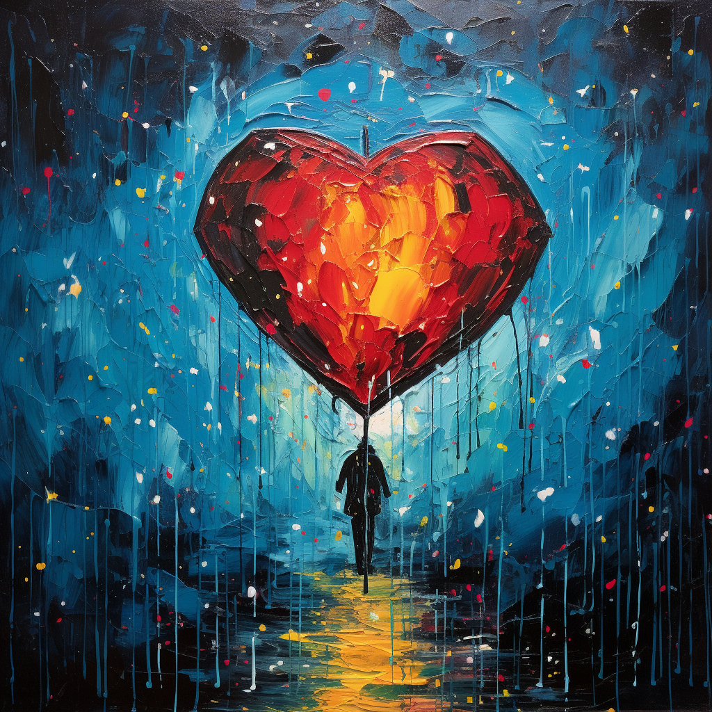 Abstract heart shape in the rain artwork