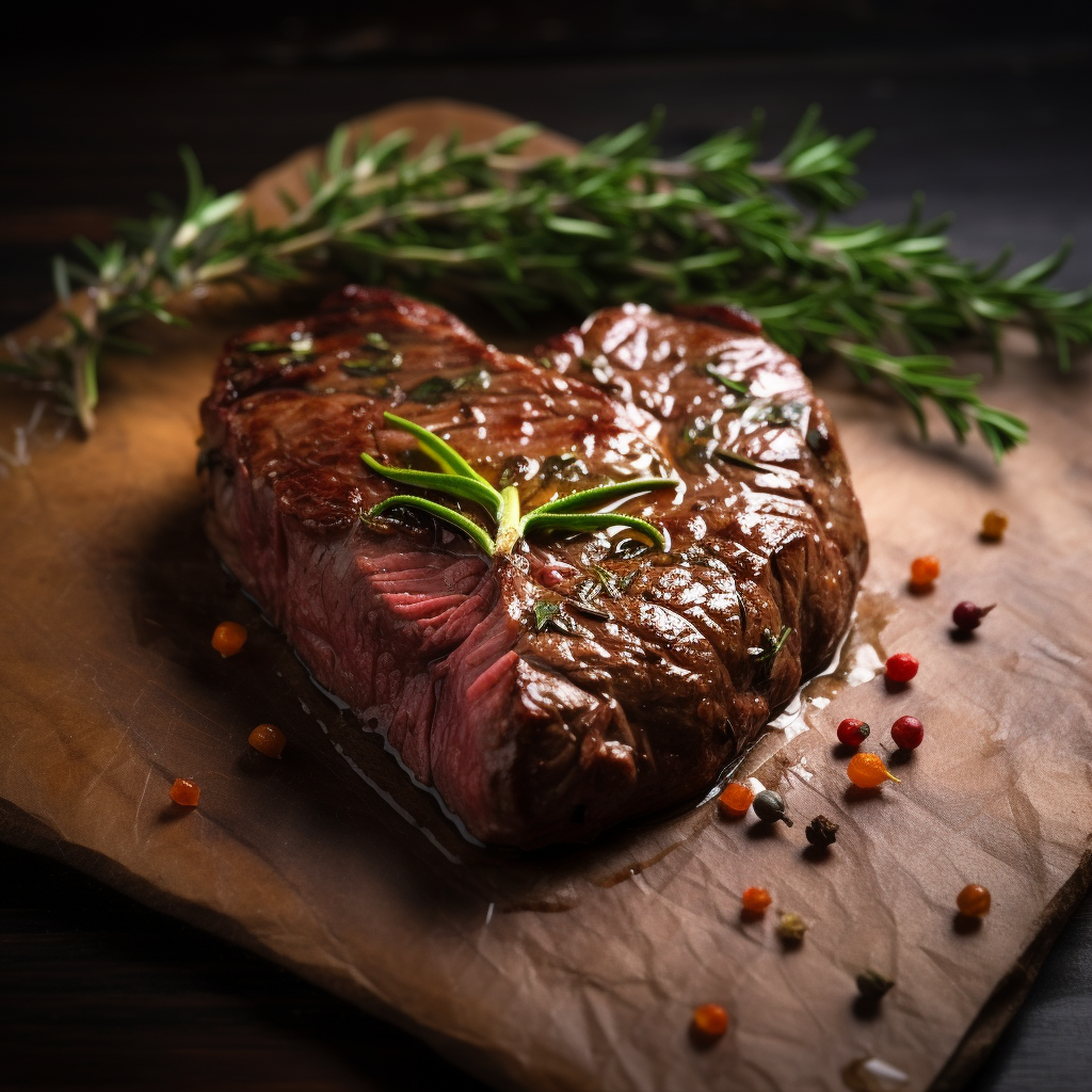 Delicious heart-shaped beef fillet