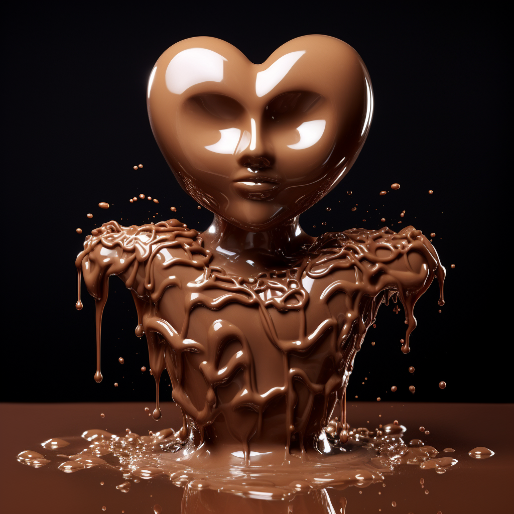 Heart-shaped character covered in smooth chocolate