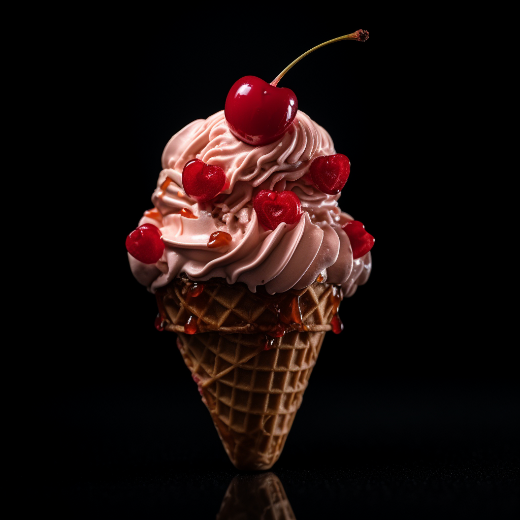 Heart-Shaped Ice Cream Scoop with Cherry