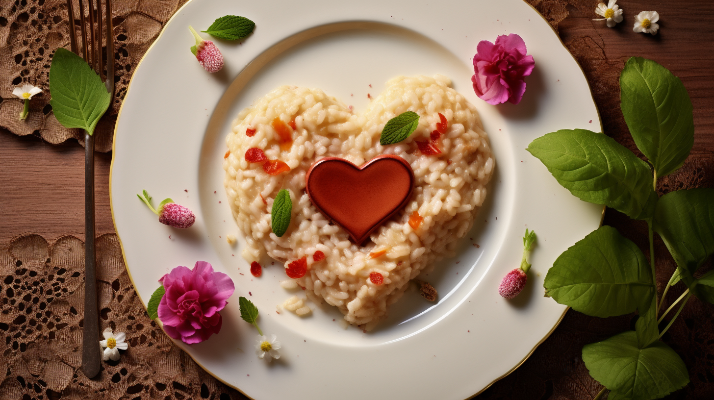 Heart-shaped Risotto Plate Top View