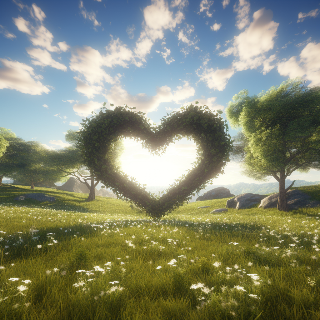 Lovely heart-shaped tree in a lush lawn