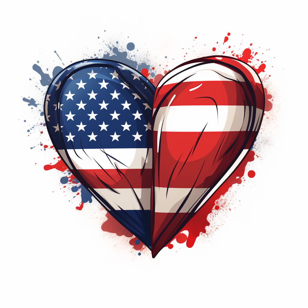 Two-sided Heart Split Flags Sticker