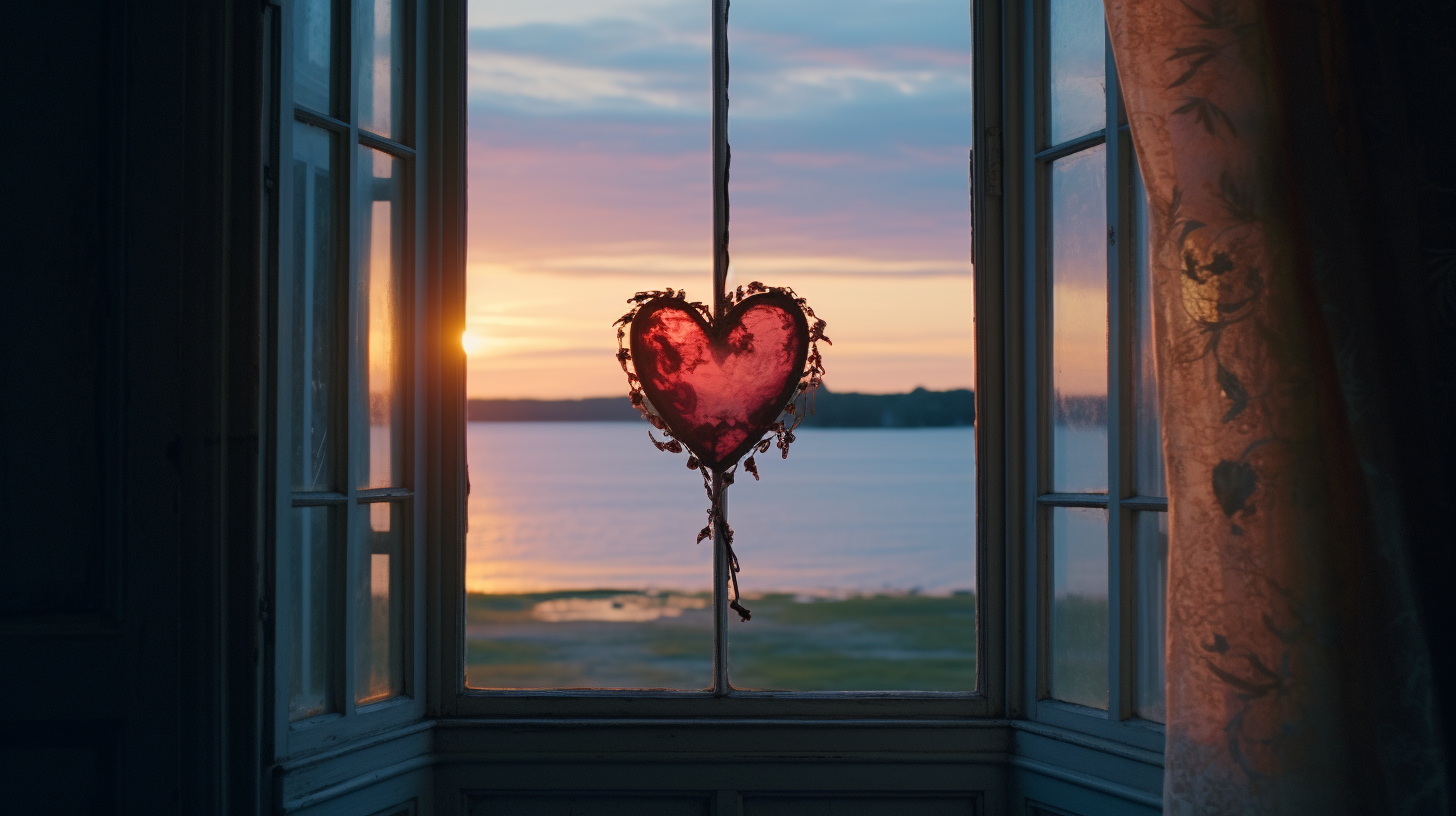 Renaissant heart with sword painting in Danish castle