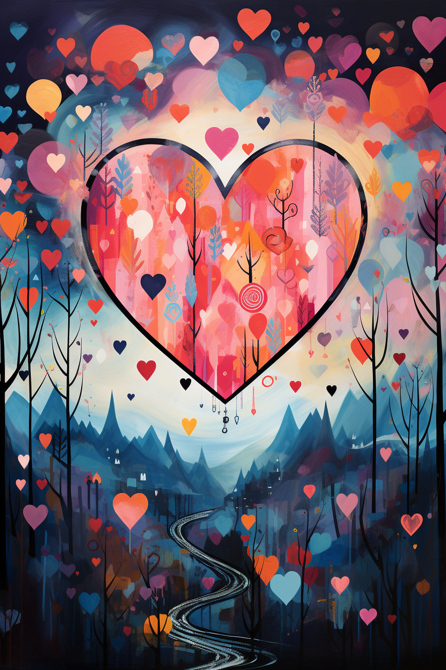 Heart Whimsical Naive Vibrant Picture