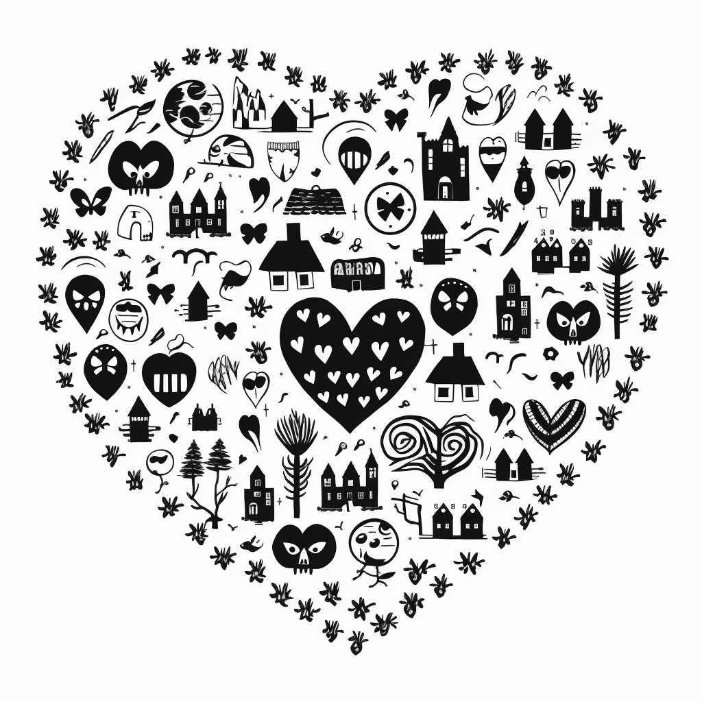 Heart-shaped Halloween Elements