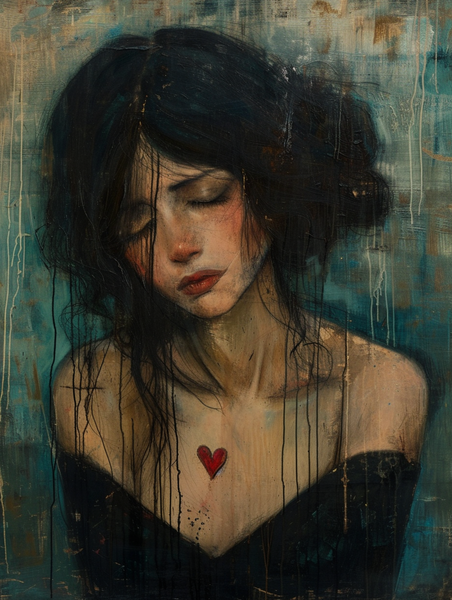 Sad woman with broken heart