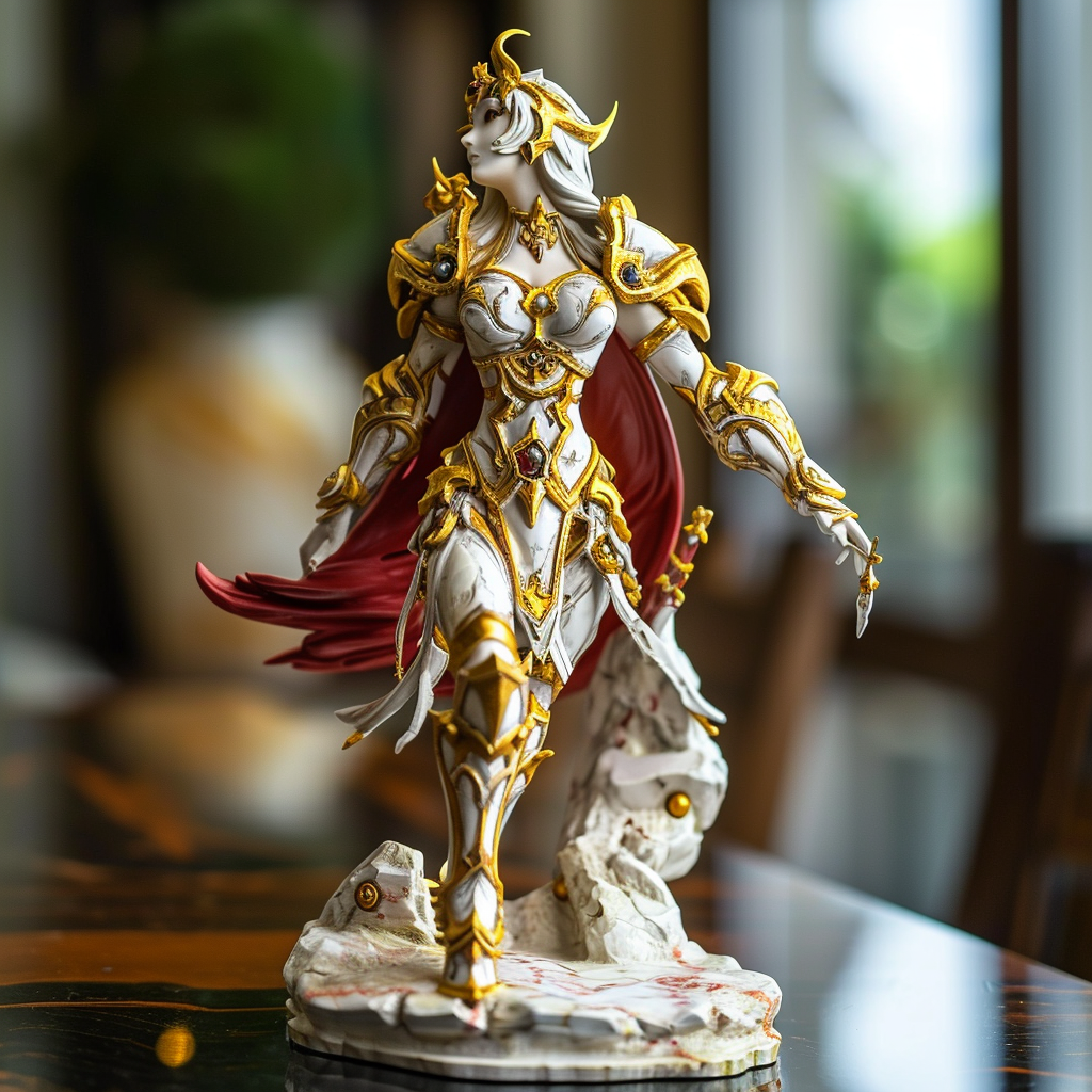 Hearthstone Sylvana marble statue with golden and red applications