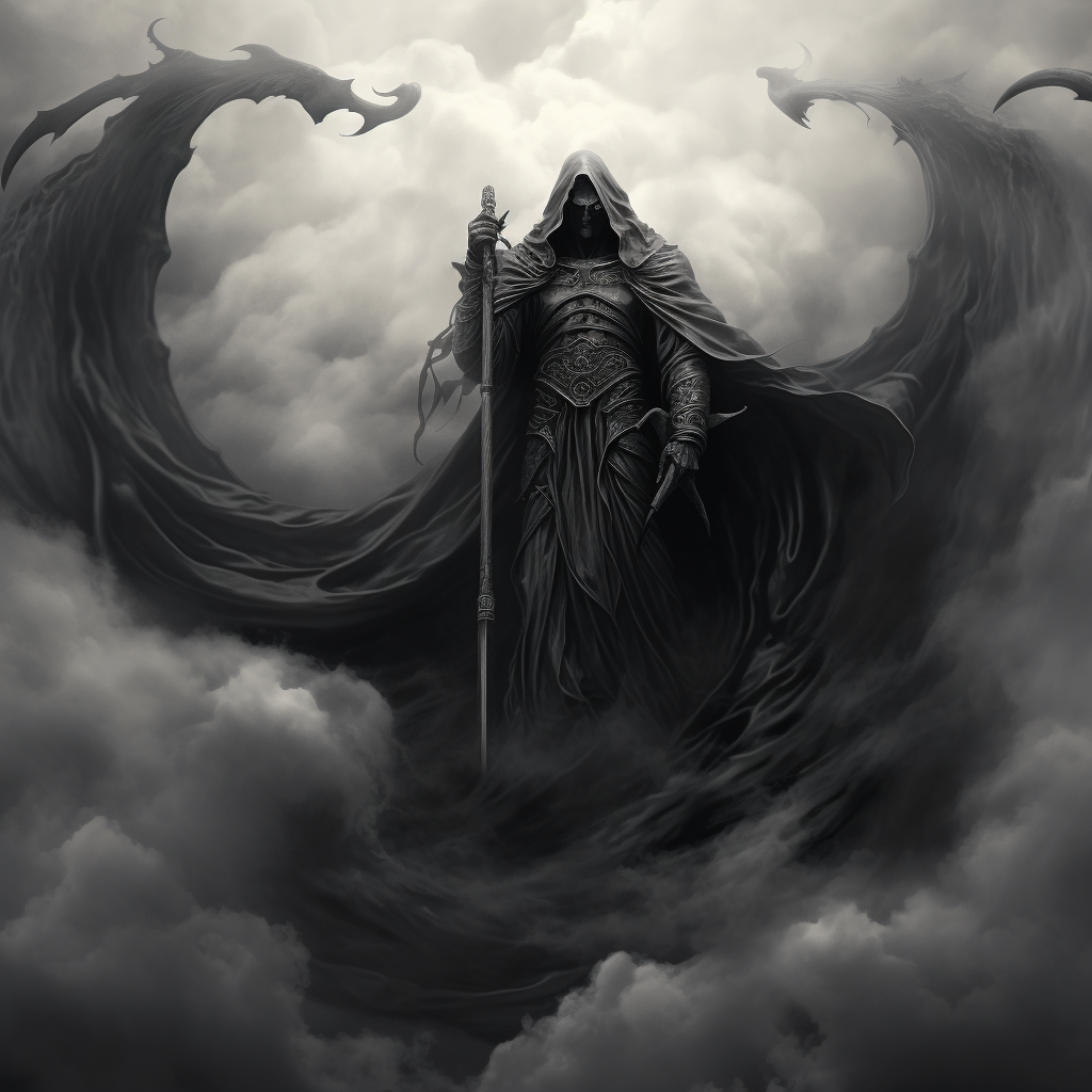 Heavenly clouds with Grim Reaper