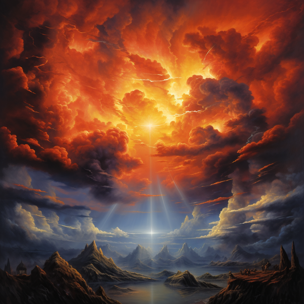 Glowing clouds and sun scene