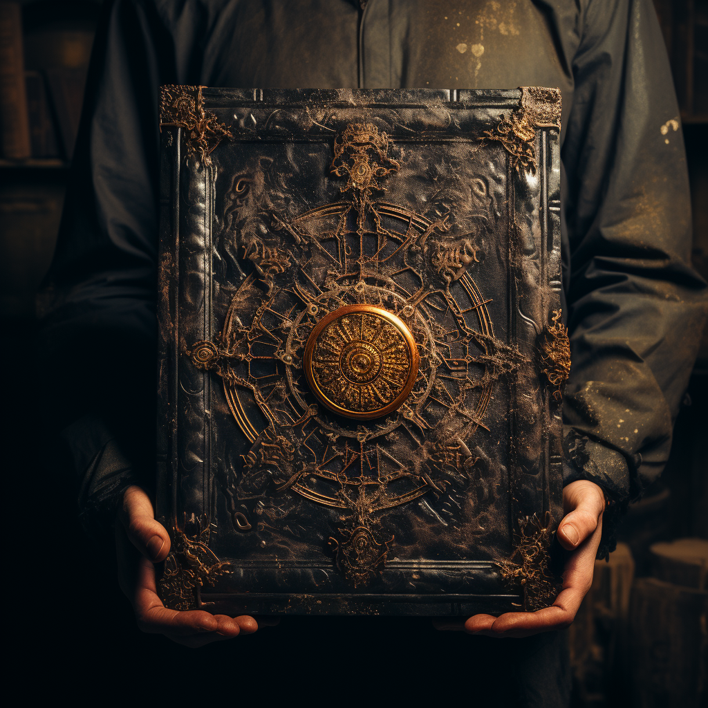 Person holding a heavy closed book