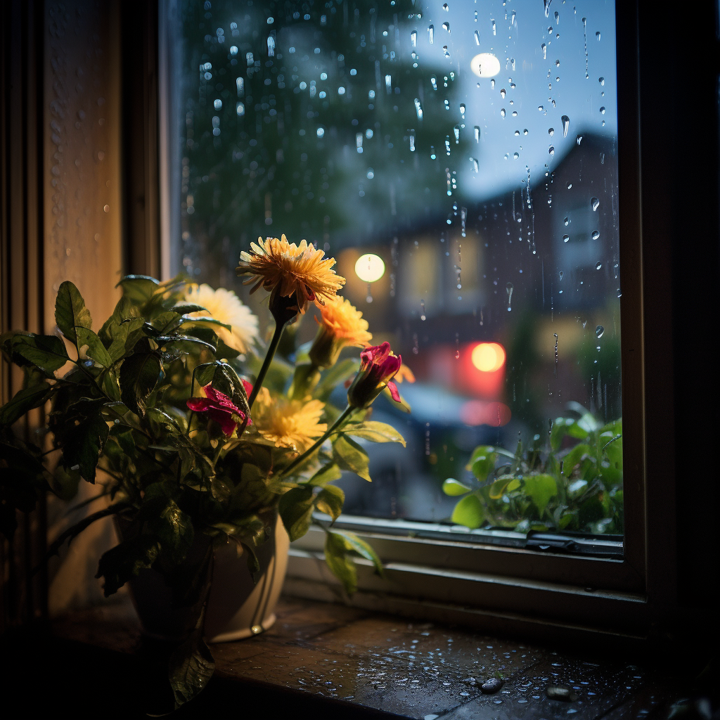 Beautiful Heavy Rain on Window