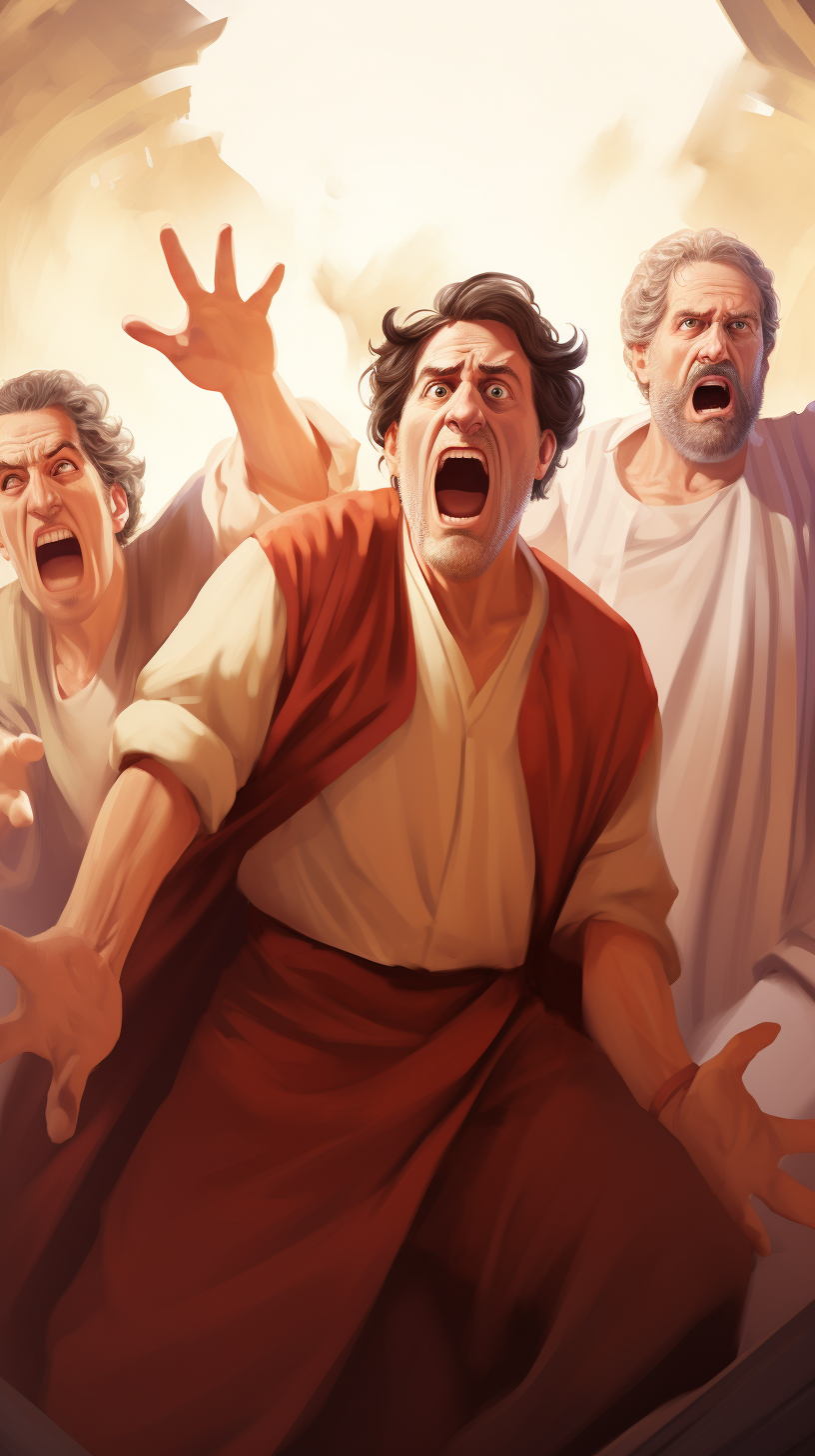 Hebrew Priests Angry Yelling Romans Digital Painting