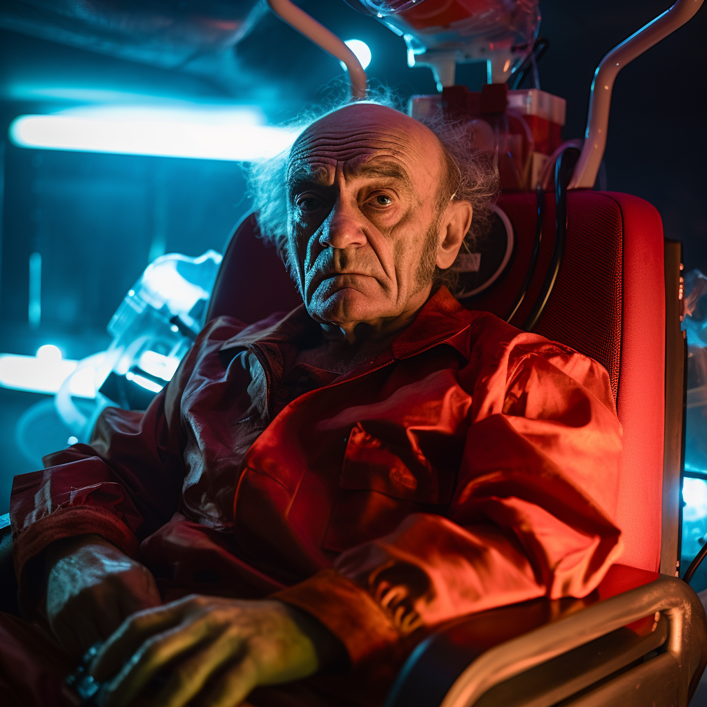 Hector Salamanca in Wheelchair with Oxygen Tube