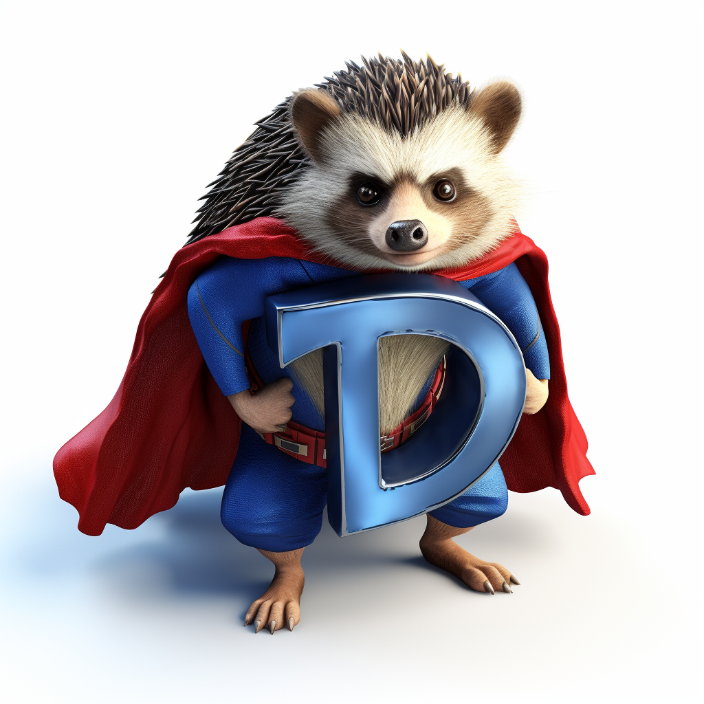 Cheerful hedgehog dressed as Superman