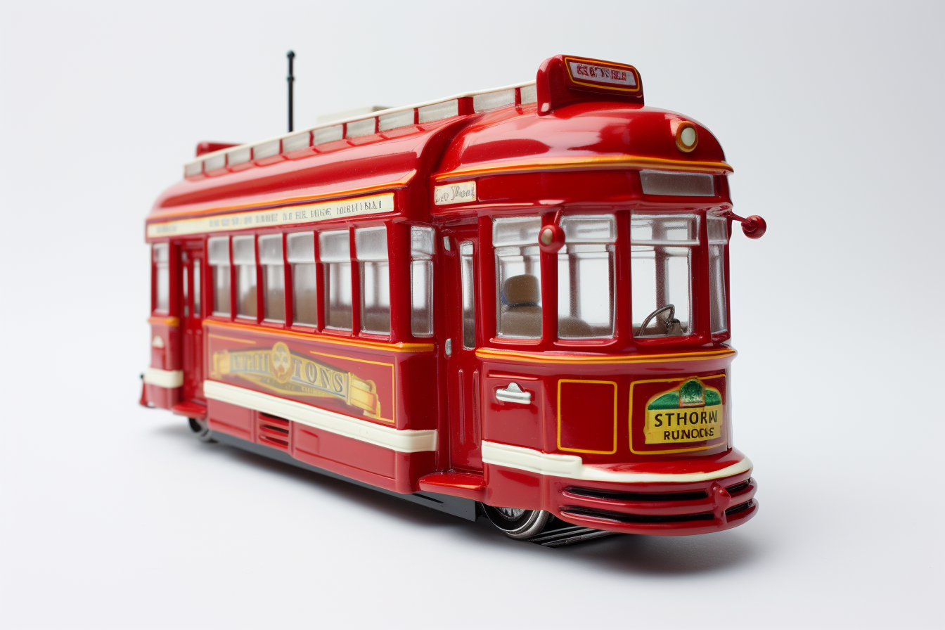 Hyper realistic tram shaped like Heinz Ketchup bottle