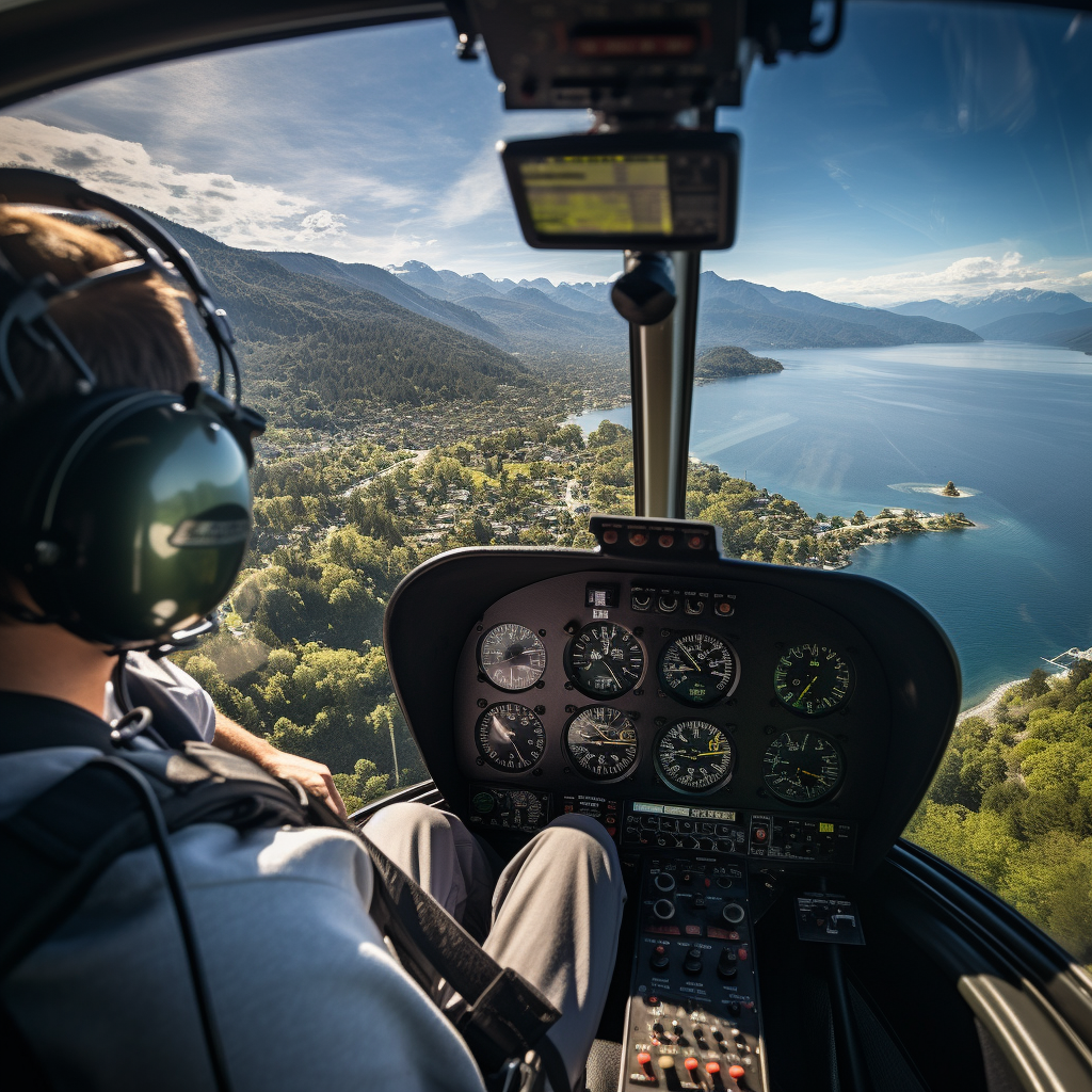 Helicopter Over Lago Ranco Chile