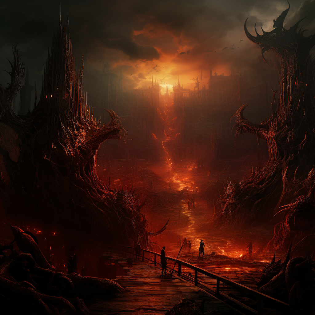 Hellish diabolical concept art painting