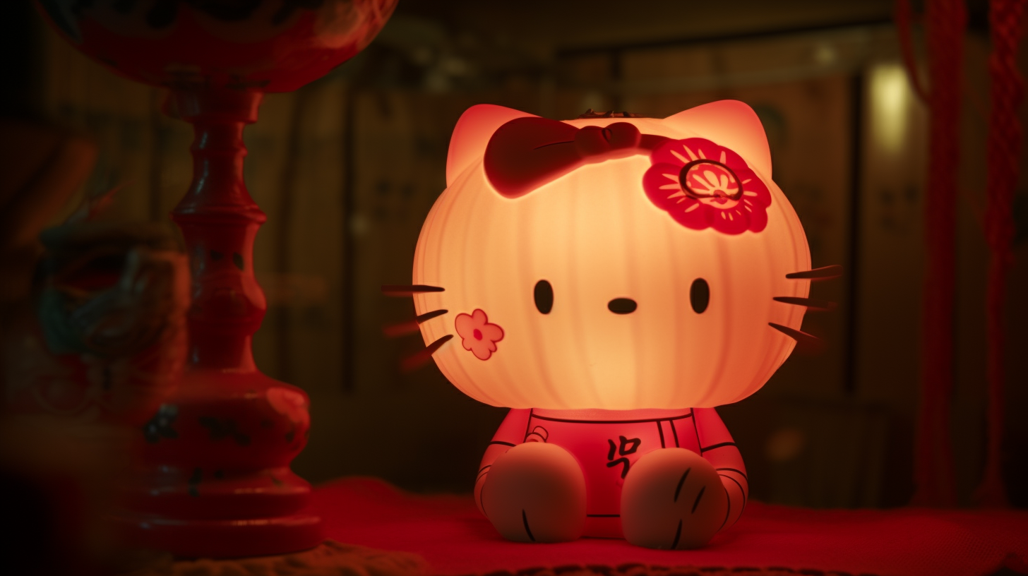 Cute Hello Kitty Character Paws at Night