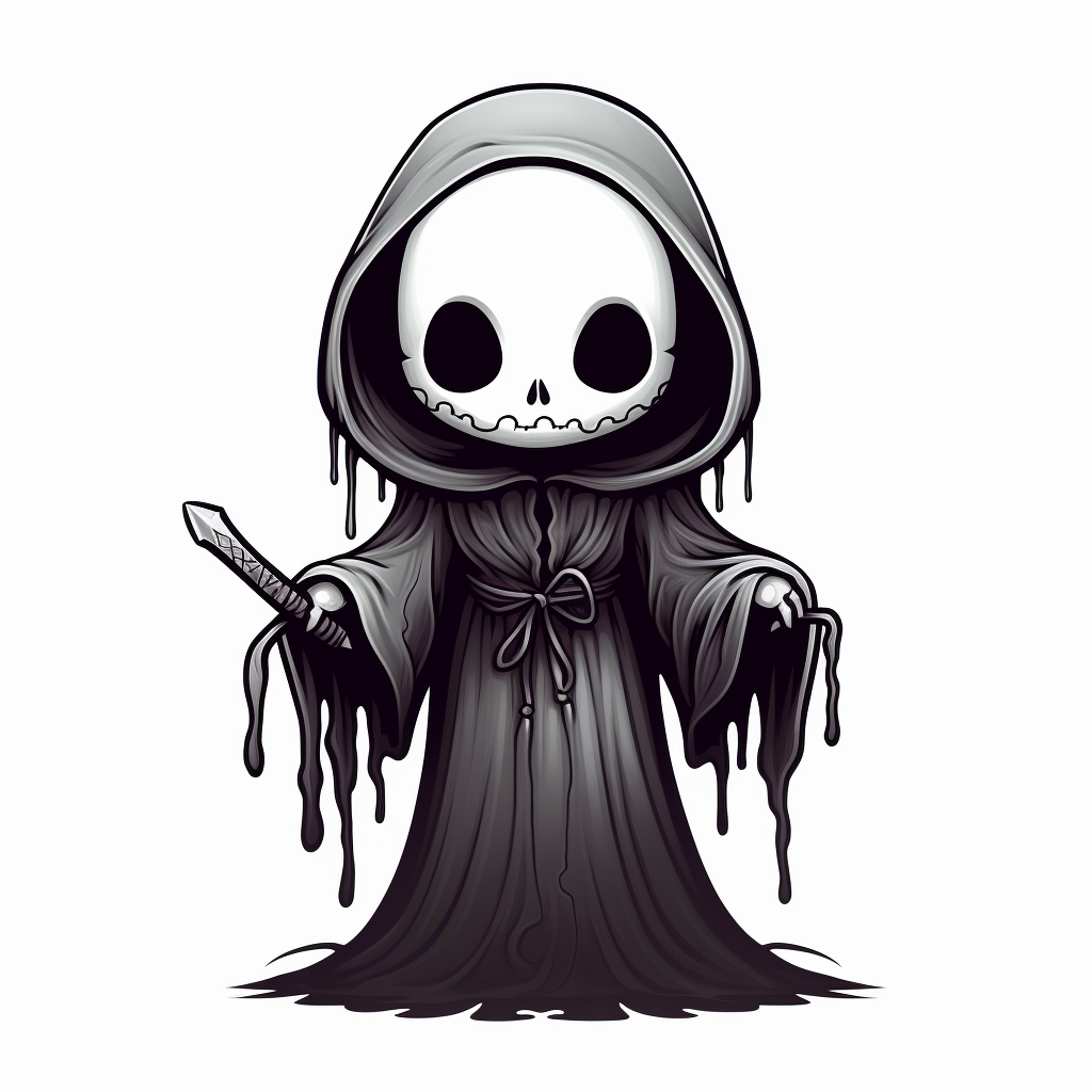 Illustration of a Hello Kitty ghost reaper