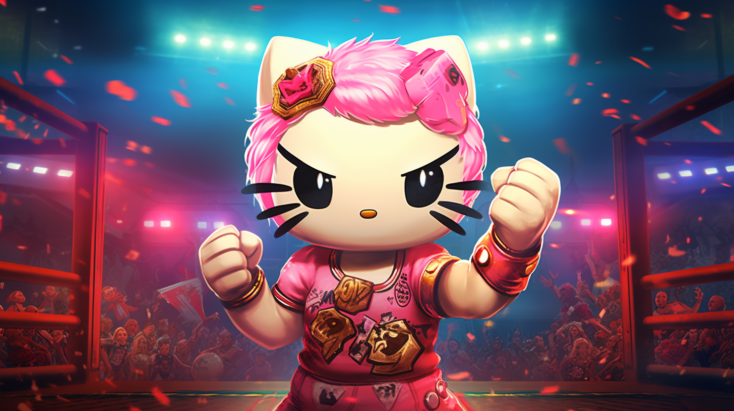 Hello Kitty meets WWE promotion image