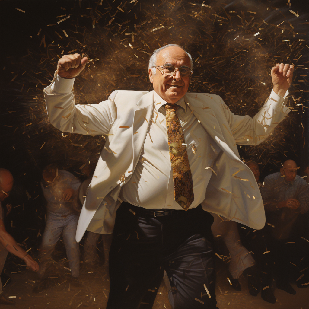 Helmut Kohl dancing in disco lights