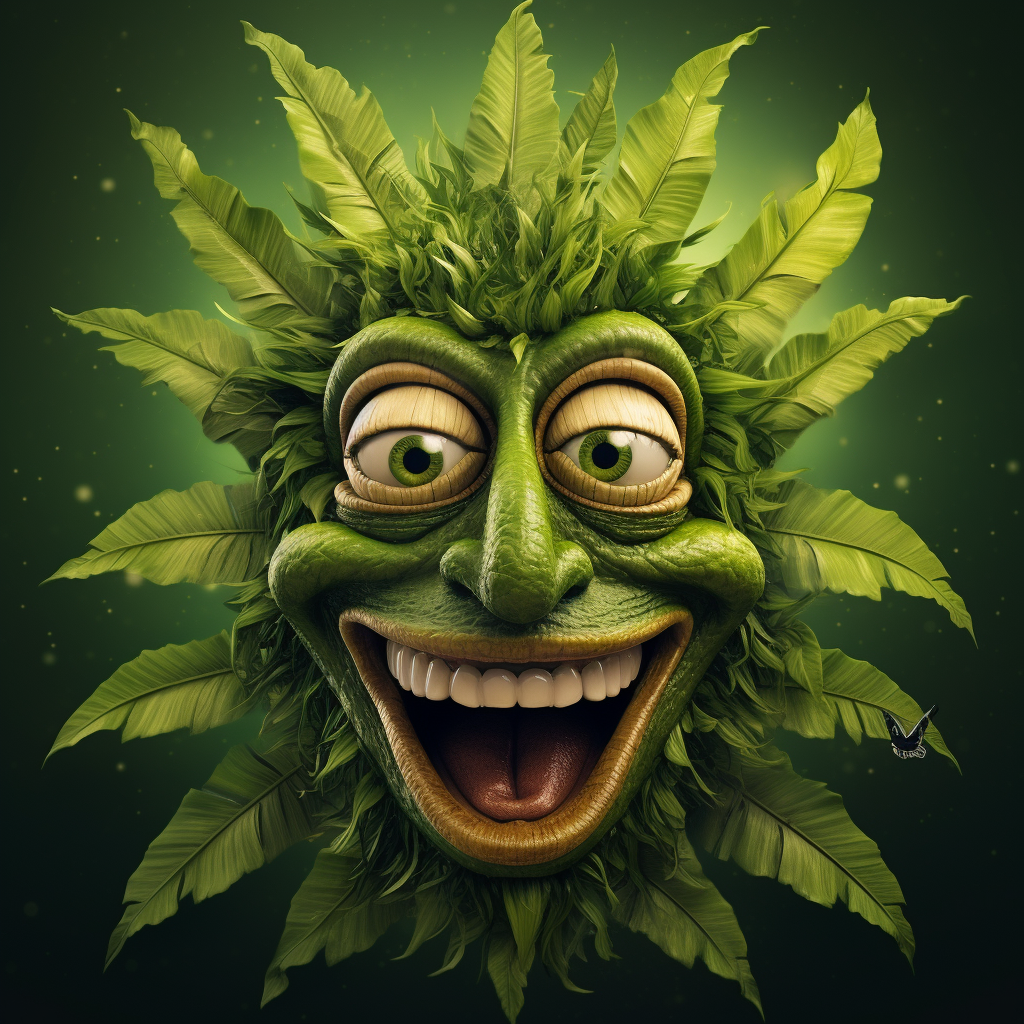 Hemp Leaves Trippy Banana Character