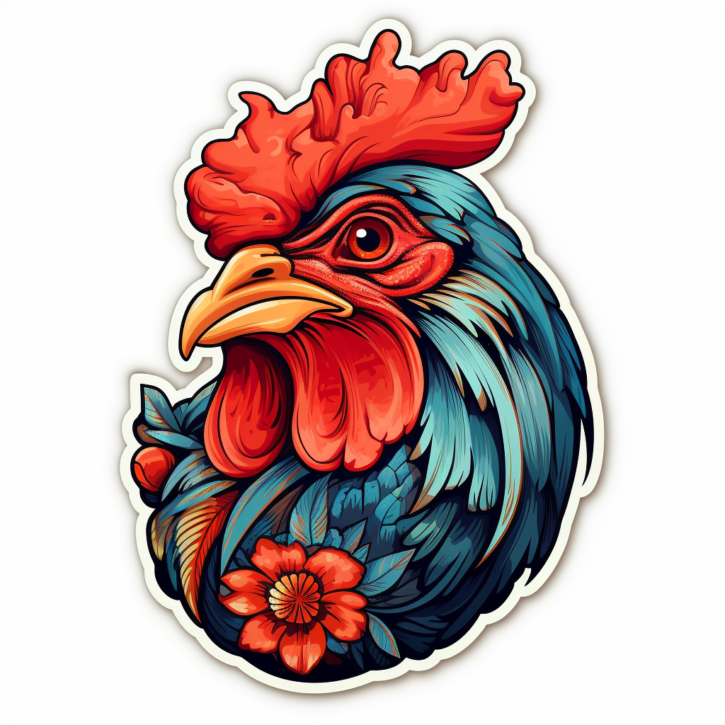 Cute hen sticker illustration