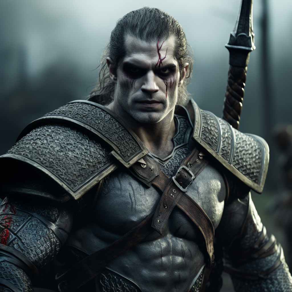 Henry Cavill as a Grey-skinned DND Orc