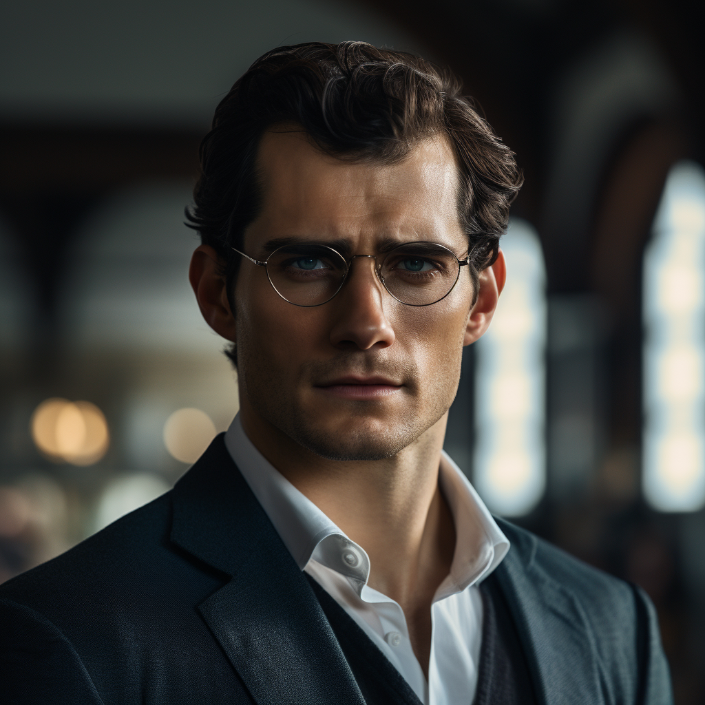 Henry Cavill with a Harry Potter Scar and Glasses